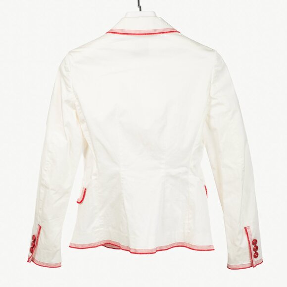 Moschino Cheap and Chic White Cotton Red-Embroidered Blazer - Picture 2 of 11